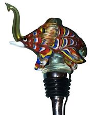 Vintage Art Glass Elephant Wine Bottle Topper Stopper picture