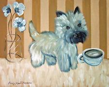Cairn Terrier Mocha Moment Folk Art Print 13x19 Dog Collectible by Artist KSams picture