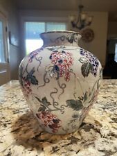 Vintage Porcelain Vase Hand Painted Grape Vines  Make In China picture