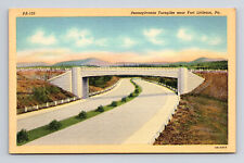 c1940 Linen Postcard Pennsylvania Turnpike Near Fort Littleton PA picture