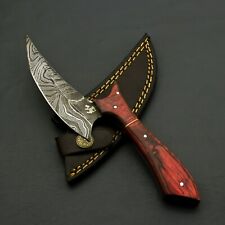 CUSTOM HAND FORGED DAMASCUS CUSTOM WOOD SKINNING HUNTING CAMPING KNIFE picture