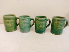 Vintage Nelson McCoy Green Stein Mugs Grapes Leaves - Set of 4 picture