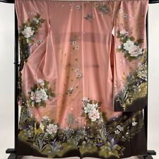 Kimono Furisode , Length 163Cm, Sleeve 68Cm, Peony, Peacock, Gold, Silver, Dyed, picture