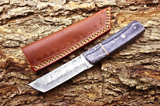 CUSTOM HAND FORGED DAMASCUS STEEL TANTO POINT HUNTING KNIFE BEAUTIFUL  HANDLE picture