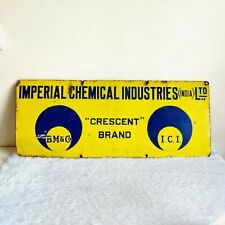 1950 Vintage Crescent Brand Imperial Chemical Advertising Enamel Sign Board EB29 picture