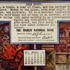 Postcard Marlin TX Texas The Marlin National Bank Advertising Calendar FEB 1911 picture