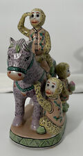 Vintage Hand Painted Asian Chinese Ceramic Monkey on Horse Large Figurine VGUC picture
