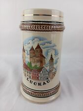 Vintage GERMAN BEER Mug Scene of Old Germany Luckau picture