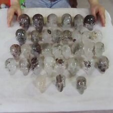 14.3LB 34Pcs Natural Phantom Ghost Clear Quartz Crystal Skull Carving Healing  picture