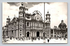 c1957 RPPC Busy Street View of Basilica of Guadalupe Mexico City Postcard picture