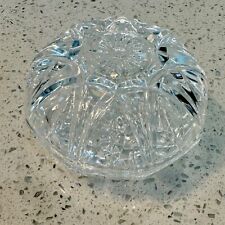 Vintage Crystal Powder Jar Trinket Dish With Cover Sunburst Design picture