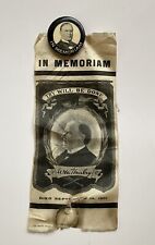 Antique 1901 William McKinley “In Memoriam” Ribbon & Pinback. Sept. 14th picture