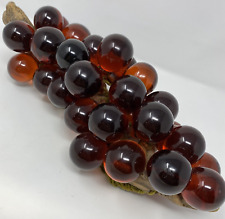 VTG Large Lucite Acrylic Orange Amber Grapes on Driftwood Cluster MCM picture