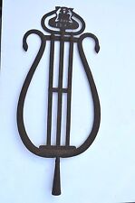 RARE ANTIQUE LARGE METAL IRON DUTCH PARADE SHIELD/ SIGN DATED 1863 LYRE SHAPE picture