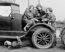 High School Girls Working On Car Photograph Old Model T Automobile 1927 8x10  picture