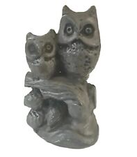 Vintage 2.5”H Solid Pewter Owls Figurine/paperweight picture