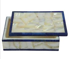 White Marble Jewelry Box Lapis Lazuli Stone Overlay Work Bracelet Box for Sister picture