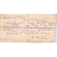1883 Handwritten Note J.M. Peavy from W. Lee Butler County AL AD6 picture