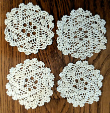 Lace Round Crochet Doilies Handmade Beige/Ecru Coasters 4-Inch, Pack of 4 picture
