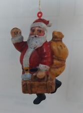 Vtg Santa Christmas Ornament 1950s Hand Painted 3.5