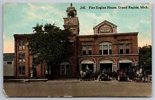 Number 3 Fire Engine House Horses & Motorized Grand Rapids MI C1913 Postcard N20 picture