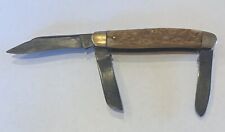 Vintage Wards bone pocket knife 1935-50 big 4 inch stockman rare old antique USA picture