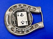 Show Low Arizona Desert Lucky Horseshoe Two of Clubs Vintage Bucko Belt Buckle picture