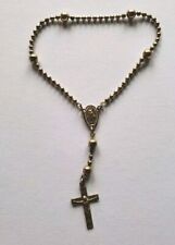 Vtg WWII Nurses Pull Chain Metal Beads Rosary Mary Miraculous Medal Crucifix  picture