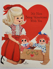 Vintage Hallmark 1960s Girls Valentine's Day Card Blonde Girl Raggedy Ann & Andy picture