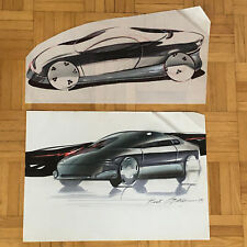 Car Styling Concept Illustration Art Drawing Sketch Vintage Lot of 2 picture