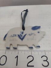 Vintage Russ Old Towne Ceramic Pig Ornament Wall Hanger picture