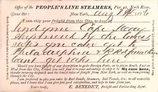 People's Line Steamers 1876 New York Freight Shipment Card Sutherland Marble Co. picture