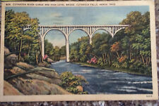 Vintage 1930's Cuyahoga River Gorge And High Level Bridge Akron Ohio Oh Postcard picture