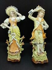 Vintage Porcelain Ceramic Victorian Japanese Made Courting Couple Figurines picture