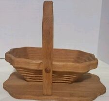 Hand Crafted Wooden Fruit Vegetable Basket Brown Collapsible Folding Handle picture