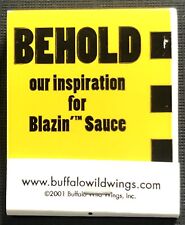 Vintage FULL 20 Strike Matchbook - Buffalo Wild Wings Blazin Sauce picture