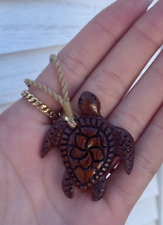 Genuine Koa Wood Hawaiian Design Jewelry Turtle Pendant Choker/Necklace #45041 picture