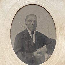 ATQ Circa 1865 Tintype Blind Disabled Creepy Big Head Man Potters March 7, 1865 picture