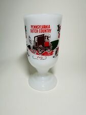 Tourist Milk Glass Pennsylvania Dutch Country Pedestal Mug 8oz Vintage Glassware picture