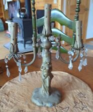 Antique Art Deco Metal Painted Lamp Base 3 Candle Candleabra For Parts Repair picture