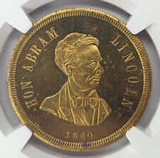 1860 ABRAHAM LINCOLN AL-1860-33 Brass NGC MS65 Campaign Medal Ex. Dewitt FINEST picture