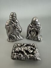 Pewter Nativity set of 3 Mary, Joseph, and Baby Jesus 2-3” picture