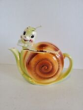 Rare Vintage Snappy Snail Creamer Teapot Enesco Collectible Anthropomorphic picture