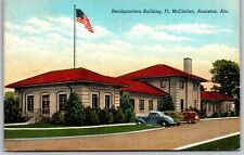 Vtg Anniston Alabama AL Ft McClellan Headquarters Building 1930s Linen Postcard picture