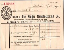 1901 Singer Manufacturing Company Sewing Machine Receipt for Payment - Ephemera picture