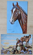 2 Cowboy Horse Postcards, L.H. Dude Larsen, Just a Pal, That New Range Ahead UNP picture