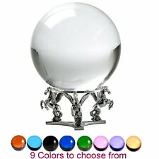 5in Crystal Ball Sphere for Feng Shui, Meditation, Decor, + Silver Pegasus Stand picture