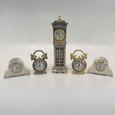 Lot of 5 Miniature Collectible Xanadu Clocks Untested Grandfather Alarm Mantle picture