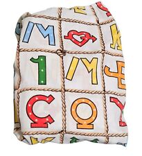 Vtg Dundee Mickwy Mouse Spell Out Letters Fitted Sheet Multicolor Hearts Rope picture