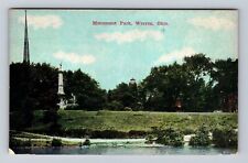 Warren OH-Ohio, Monument Park, Pond, Antique Vintage Souvenir Postcard picture